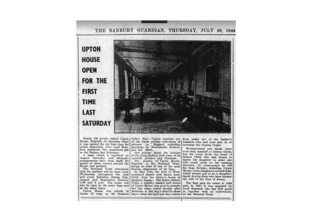A copy of the Banbury Guardian edition featuring the opening of Upton House.