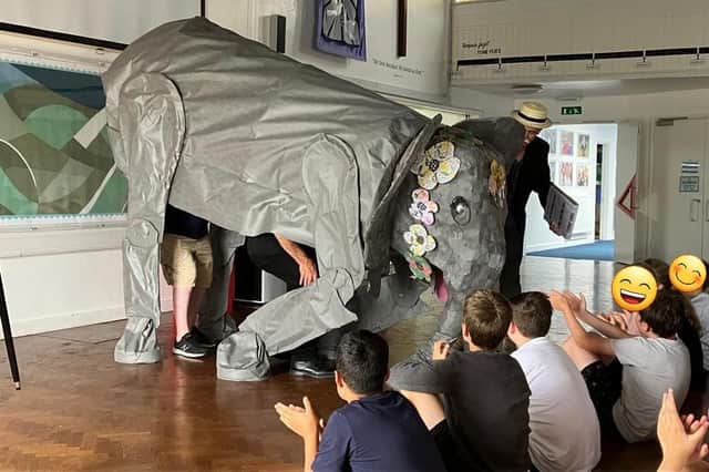 School children in Whitnash had an experience they will 'never forget' when they got a visit from Wilhelmina the elephant .