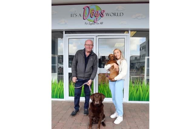 Bill Wareing (left) with his dog Brodie, and Lauren McDonnell with her dachshund Rolo