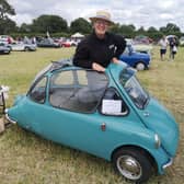 Jodie Nixon in the quirky bubble car.