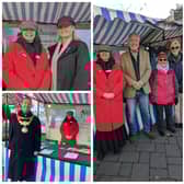 Signing the pledge: Sophie Hilleary, High Sheriff of Warwickshire (top left); Warwick Mayor Oliver Jacques (bottom left); Tim Cox, Lord Lieutenant of Warwickshire (middle); Matt Western MP (top right); Deputy Mayor Dave Skinner (bottom right).