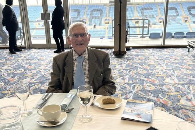 Mac M. Muckley, 95, a resident of Austin Heath Retirement Village and a long-time supporter of Coventry City Football Club, recently had the opportunity of a lifetime thanks to XL Motors and the kind efforts of Marie Edmunds, Wellbeing Navigator at Austin Heath. Photo supplied