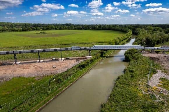 The 250-metre conveyor machine over the Grsnd Union Canal at Long Itchington. Picture courtesy of HS2.
