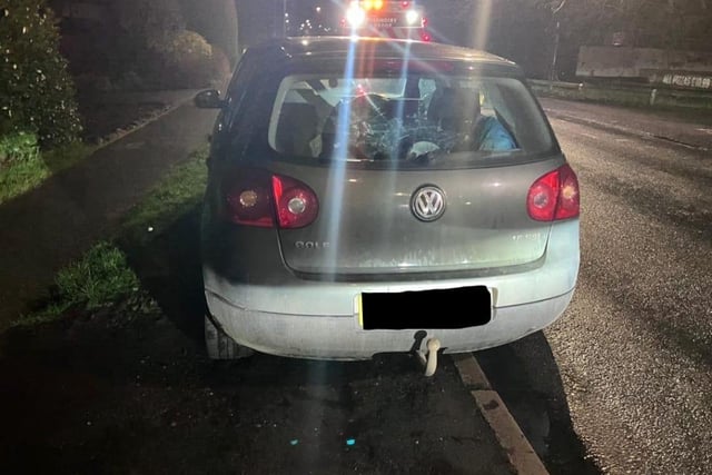 The VW Golf was stopped on Lutterworth Road, Nuneaton. The driver was a provisional licence holder with no insurance. Vehicle seized and driver reported.