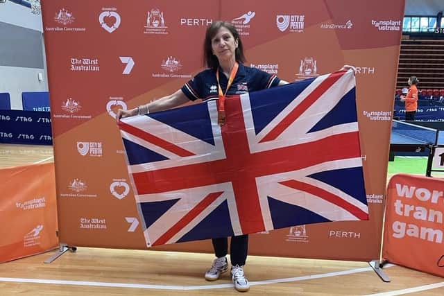 Boryana Nankova won the Gold Medal in the Women's Table Tennis Singles competition at the World Transplant Games 2023 in Perth. Picture supplied.