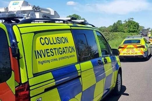 Crash investigators are appealing for witnesses after a motorbike rider was seriously injured on the A5 on Sunday