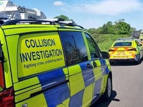 Crash investigators are appealing for witnesses after a motorbike rider was seriously injured on the A5 on Sunday