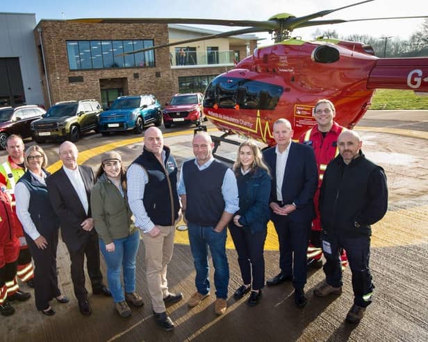 Representatives from JT Hughes, West Midlands Shooting Ground, and Midlands Air Ambulance Charity