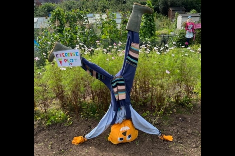 One of the many creative scarecrows at the allotments. Photo by Kenilworth Allotment Tenant’s Association