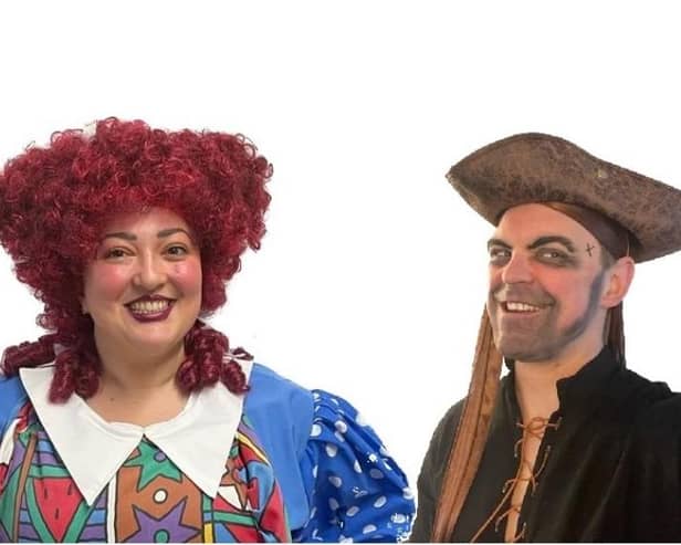 The stars of the Binley Woods panto include Zoe Alexander as Mrs Hawkins and Daniel Tilley as Long John Silver.