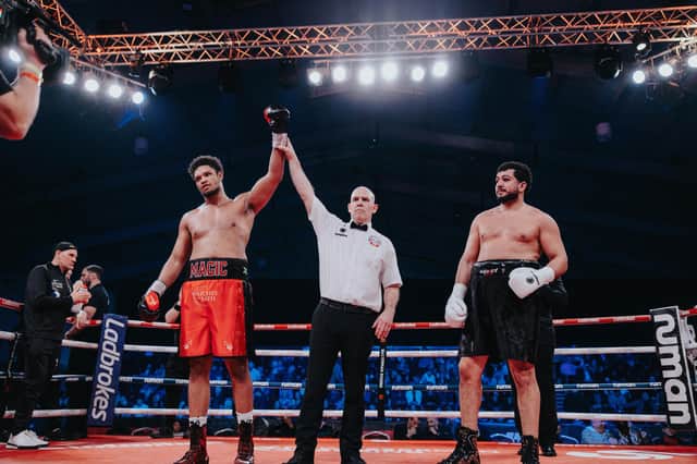 Matty Harris returned back to winning ways in Telford. Pic: David Cavan/Wasserman Boxing.