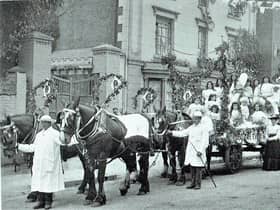 This photo was taken in The Square, Kenilworth, marking the 1902 Coronation of Edward VII on August 9.
On the side of the float reads; 'God Save The King and Queen'.