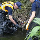 The clean up at the River Sherborne at Charterhouse, Coventry. Photo supplied by Severn Trent