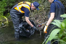 The clean up at the River Sherborne at Charterhouse, Coventry. Photo supplied by Severn Trent