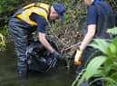 The clean up at the River Sherborne at Charterhouse, Coventry. Photo supplied by Severn Trent