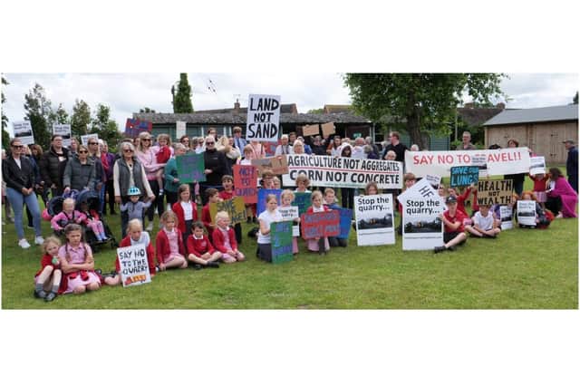 The protest held during the pre-application meetings by Smiths Concrete in Barford. Photo supplied