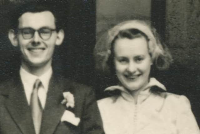 Brian and Maureen on their wedding day, 70 years ago