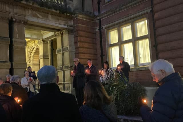 Residents gathered in Leamington to mark the anniversary of the invasion of Ukraine. Photo supplied