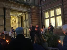 Residents gathered in Leamington to mark the anniversary of the invasion of Ukraine. Photo supplied