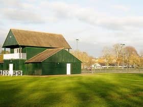 The tennis courts and pavilion at Victoria Park in Leamington.