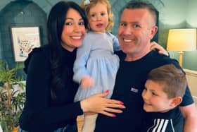Happy family - Sophie with husband Matthew and children Isla and Charlie.