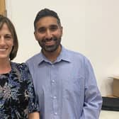 Anna Wilson, careers adviser at Harris, with Baasit Siddiqui of Googlebox