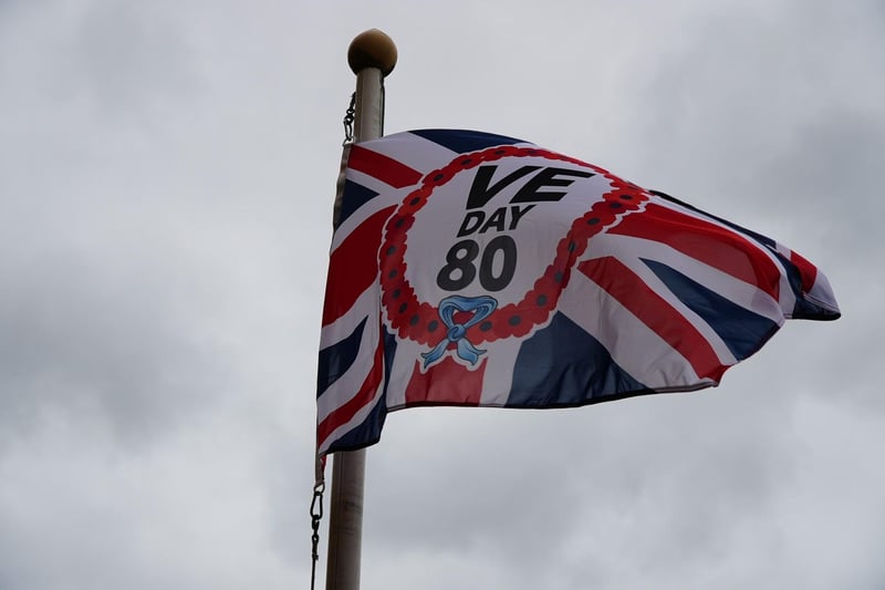 The VE Day 80 flag being flown proudly at Leamington Town Hall.