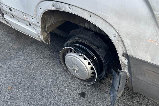 A driver has been arrested after trying to flee police with only three tyres on their vehicle. Photo by Warwick Police