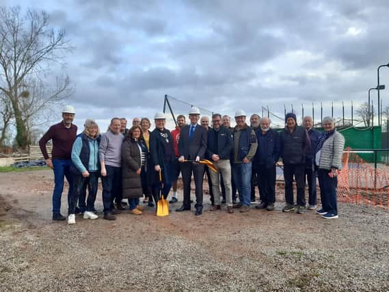 Kenilworth and Southam MP Sir Jeremy Wright and Kenilworth Mayor Cllr Samantha Louden-Cooke with members of Kenilworth Tennis, Squash & Croquet Club at the groundbreaking ceremony for two new padel courts at the site in Crackley Lane.