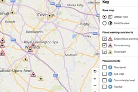 Heavy rain from Storm Babet has led to flood warnings near Leamington and Warwick.