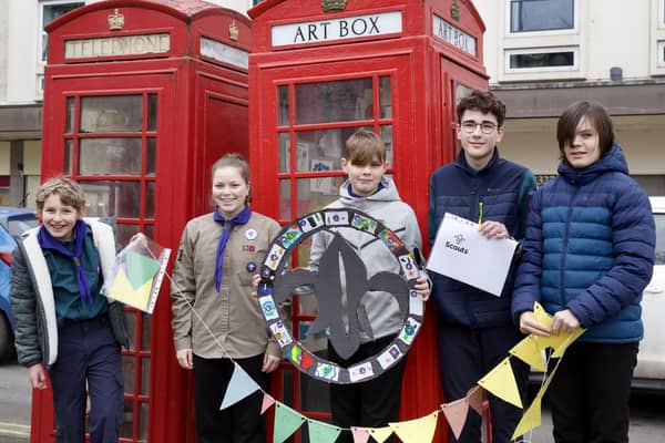 The 12th Leamington Scouts, who meet in nearby Trinity Street, recently installed the latest exhibition at Art Box, which is the red telephone box at Christchurch Gardens in the town centre.