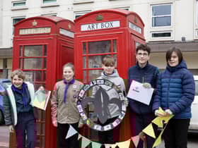 The 12th Leamington Scouts, who meet in nearby Trinity Street, recently installed the latest exhibition at Art Box, which is the red telephone box at Christchurch Gardens in the town centre.