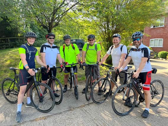 In training for their cycle ride, Samuel Attwell, Lee Whiting, Cory Winstanley, Dean Attwell, Chris and Patrick Shuker. Photo supplied