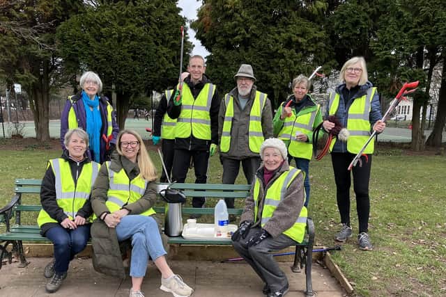 The litter picking team at Christchurch Gardens in Leamington.