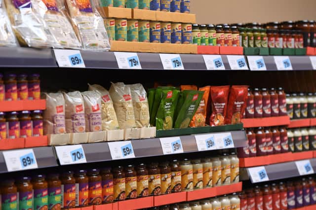 Products on the shelves as Tesco unveils its new Jack's concept, at their site in Chatteris, Cambridgeshire, which will take on German discounters Aldi and Lidl.