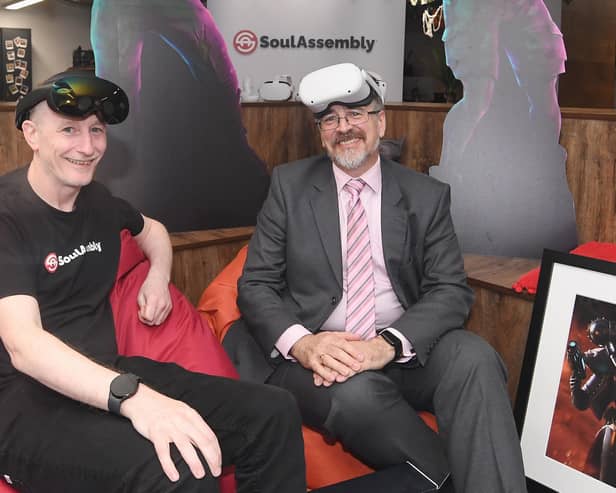 From left to right, David Solari (CEO of Soul Assembly) with Cllr Tim Sinclair (Warwickshire County Council)