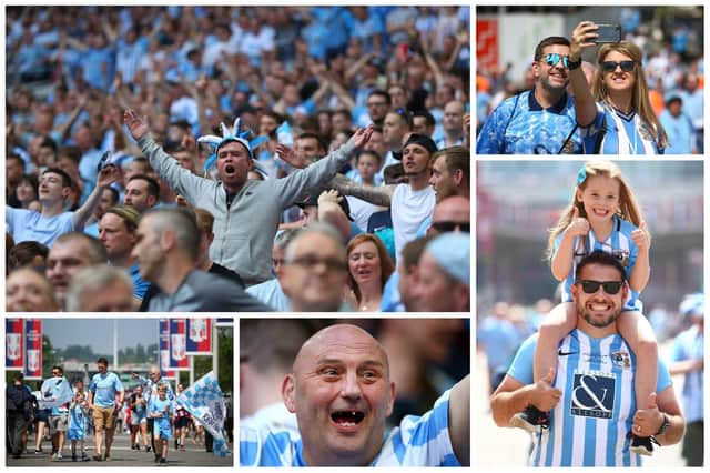 Coventry fans at Wembley in 2017 and 2018