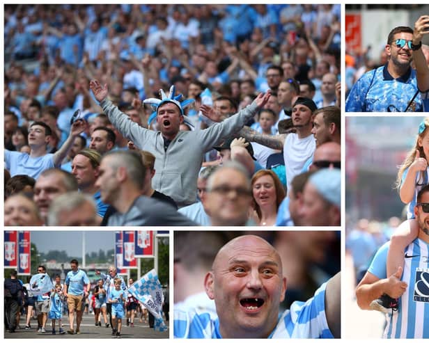 Coventry fans at Wembley in 2017 and 2018
