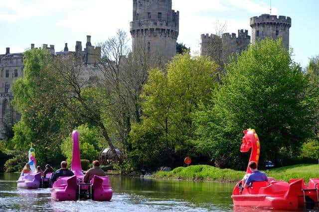 Warwick Boats has added five electric motor boats for the 2024 season that will be charged overnight from its brand new solar array, giving people the chance to cruise to the castle powered by renewable energy. Photo by Warwick Boats