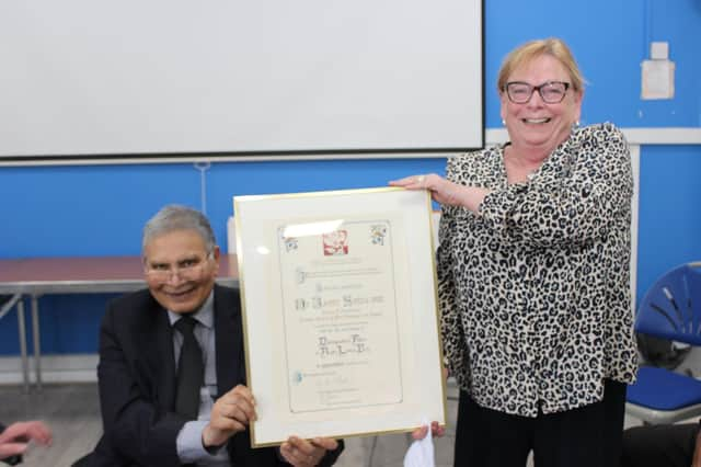 Dr Shera and Cllr Barbara Brown with Rugby Labour Roll of Honour.