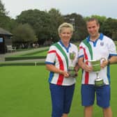 2023 Ladies’ and Men’s Singles Champions, Anita Cowdrill (left) and Graham White (right), with their trophies.