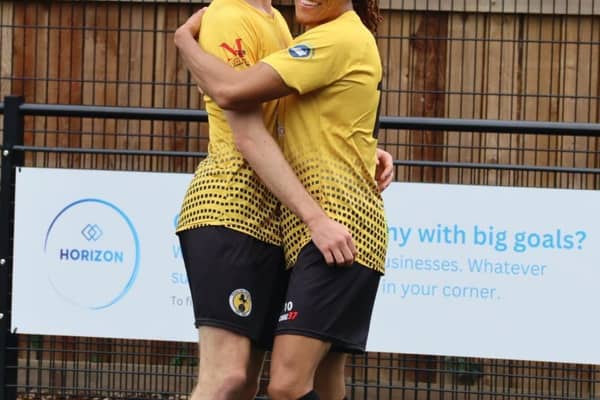 Luke Shearer and Archie Hamp celebrate another Warwick win.