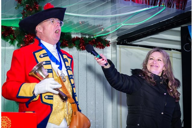 Warwick Town Crier Michael Reddy on the stage at Victorian Evening. Photo by Mike Baker