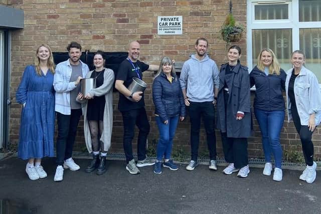 1 Mill Street members outside Helping Hands' Soup Kitchen, Althorpe Street, Leamington