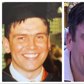 Jonathan Blower, when he was at university - and at a recent university reunion.