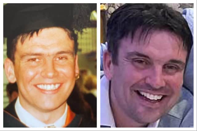Jonathan Blower, when he was at university - and at a recent university reunion.