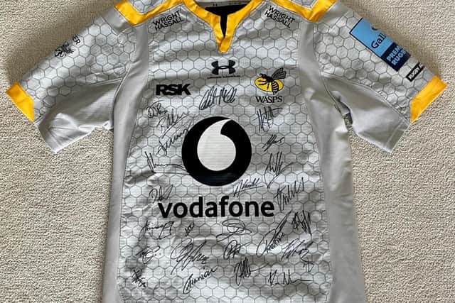 There is also an online auction taking place for a signed Jimmy Gopperth Wasps Shirt - signed by all the 2022 Wasps Squad. Photo supplied
