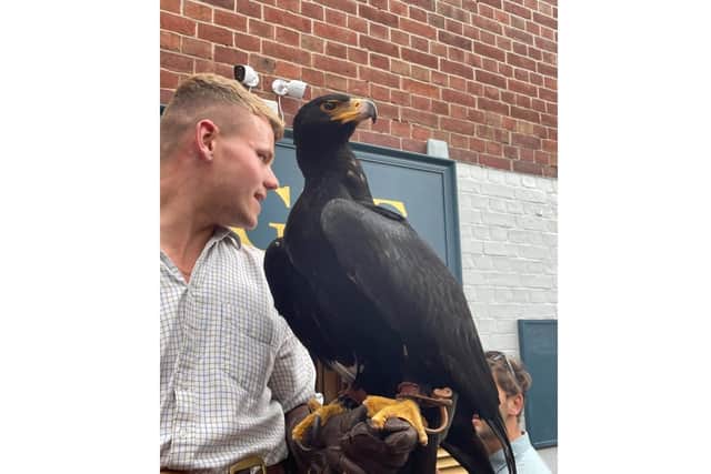 The opening, which was held on Thursday (May 26), was also attended by Corax, a black eagle, from Warwick Castle’s Falconer’s Quest. Photo by Harvey Broad