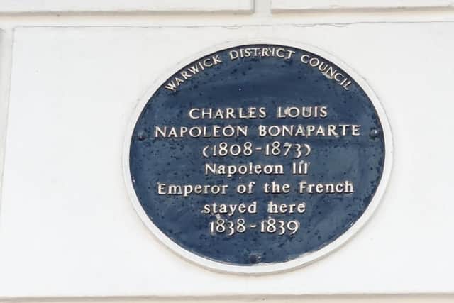 The plaque on the Napoleon III house in Leamington