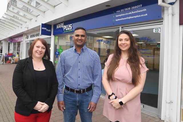 From left: Tracey Frisby, Kavi Pryagh, and Eliza Brown outside Kare Plus Kenilworth. Photo supplied